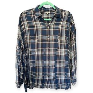 Max Studio Plaid Long Sleeve Shirt